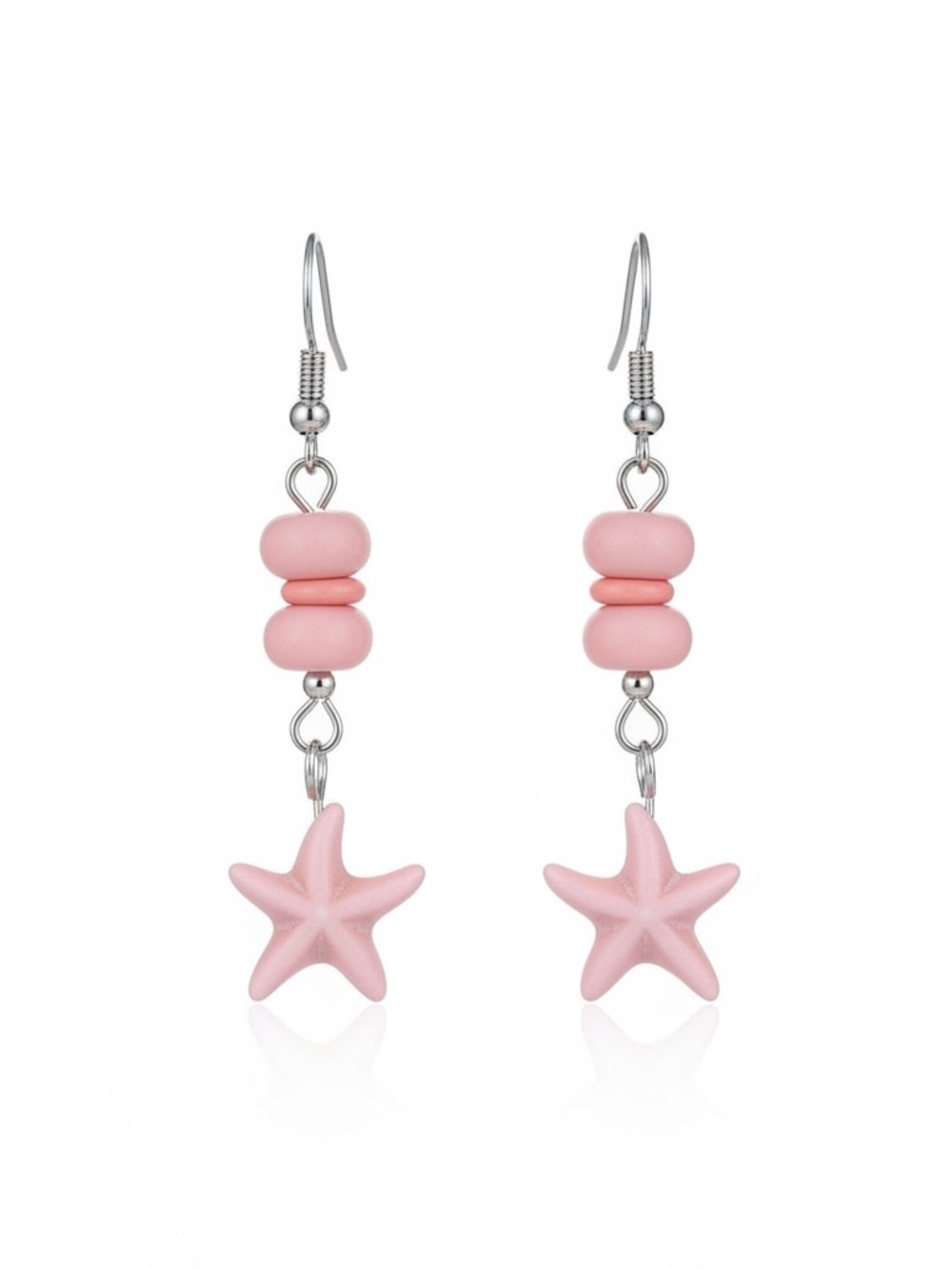 Pink Stone Starfish Earrings